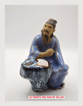 Vintage Chinese Shiwan Art Pottery Scholar Mudman Scribe Figurine H12cm X W8cm