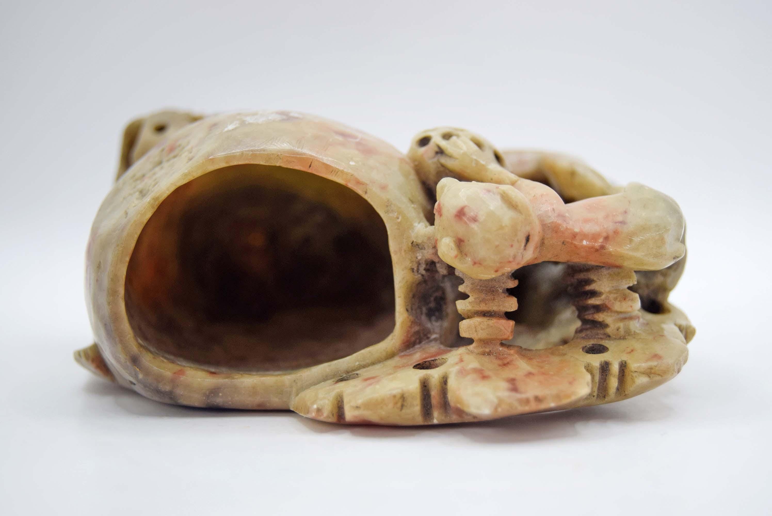 Antique Chinese Soapstone Brush Pot, Hand Carved Republic Period (1912-1949)