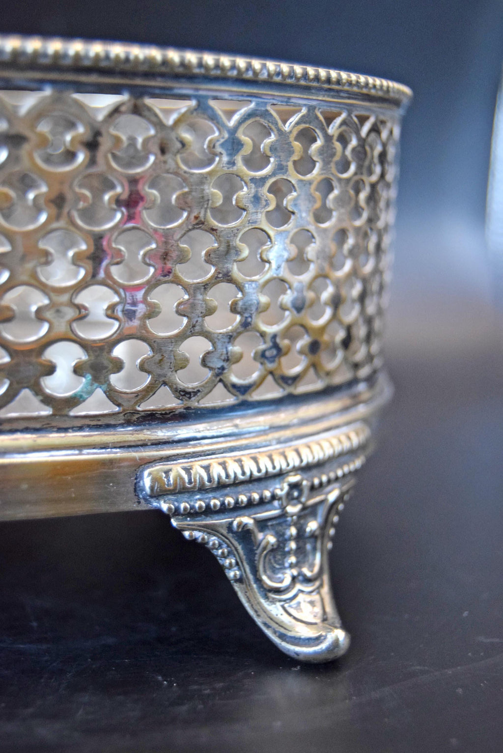Victorian Silver Cruet Condiment Spice holder | James Deakin & Sons, Sheffield c1890 | Oval silver basket