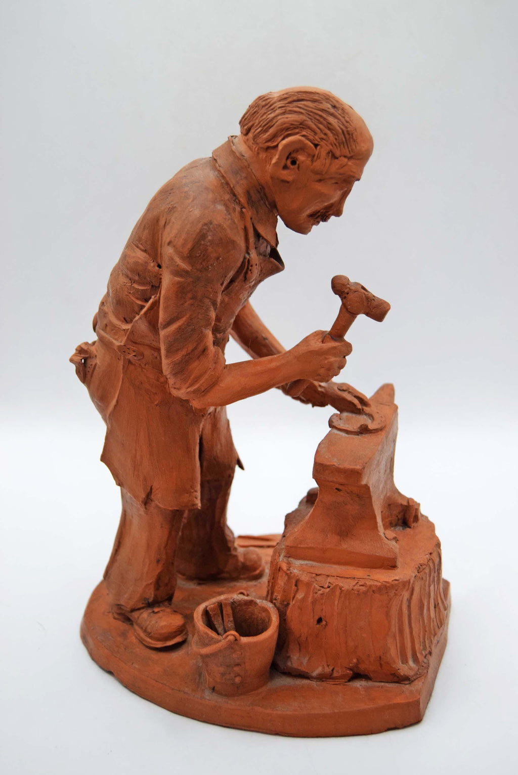 Vintage 1980 Terracotta 'Blacksmith' Figurine â€“ by Sculptor Leslie Fishleigh