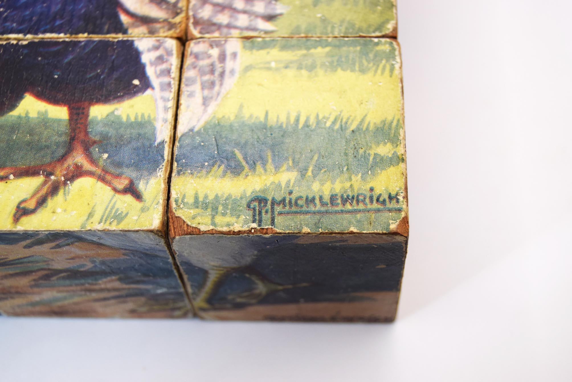 Antique Wooden Block Jigsaw Puzzle Illustrated by G.P.Micklewright c1950s