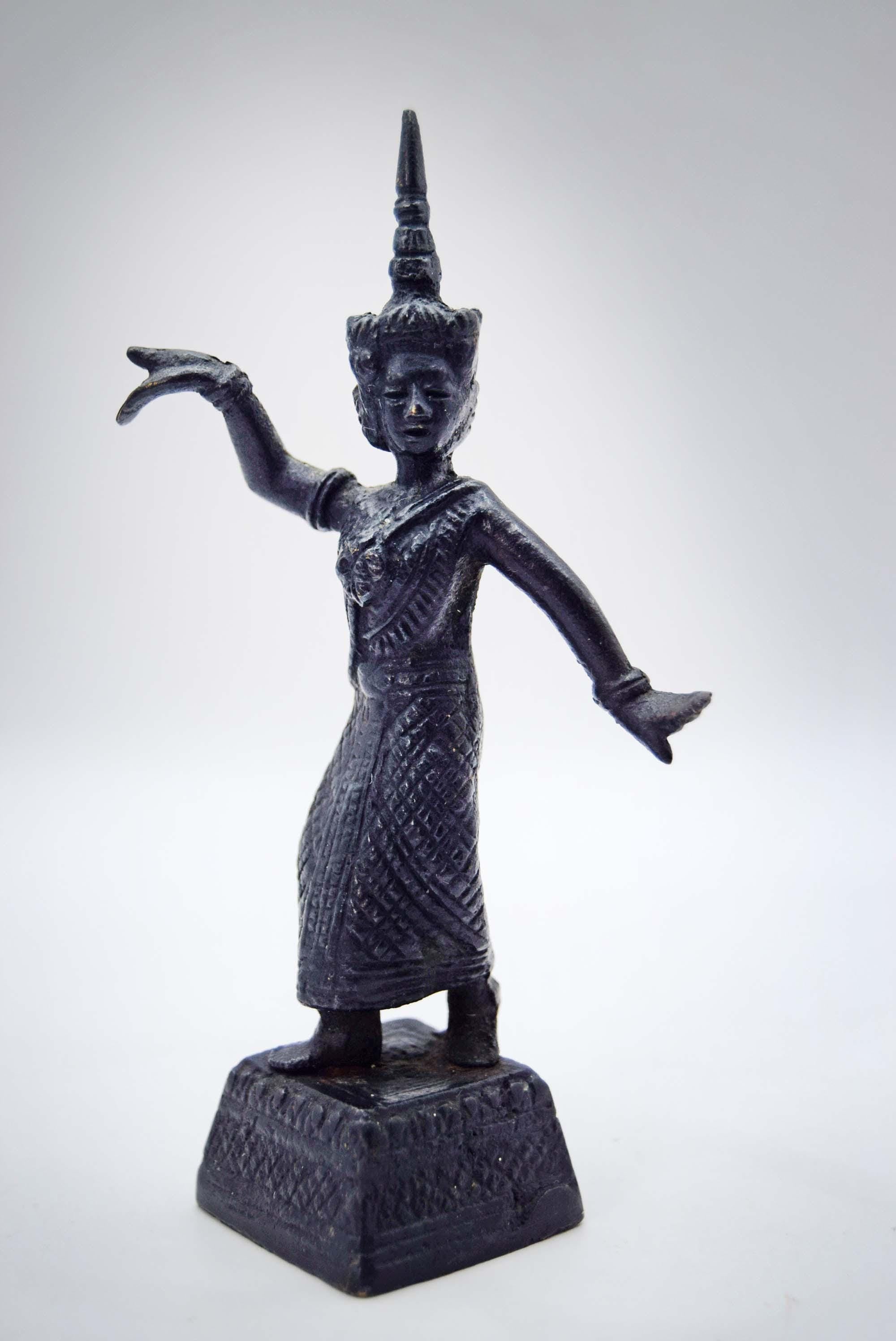 Vintage Bronze Khon Thai Siamese Temple Dancer c1950s