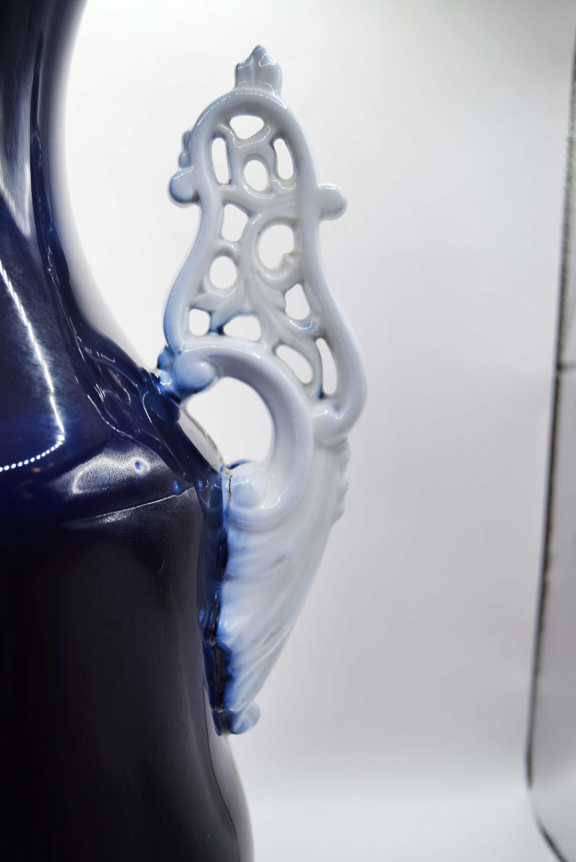 French Antique Valentine Porcelain Vase, Wedding Bride Vase, Hand-Painted c1850s