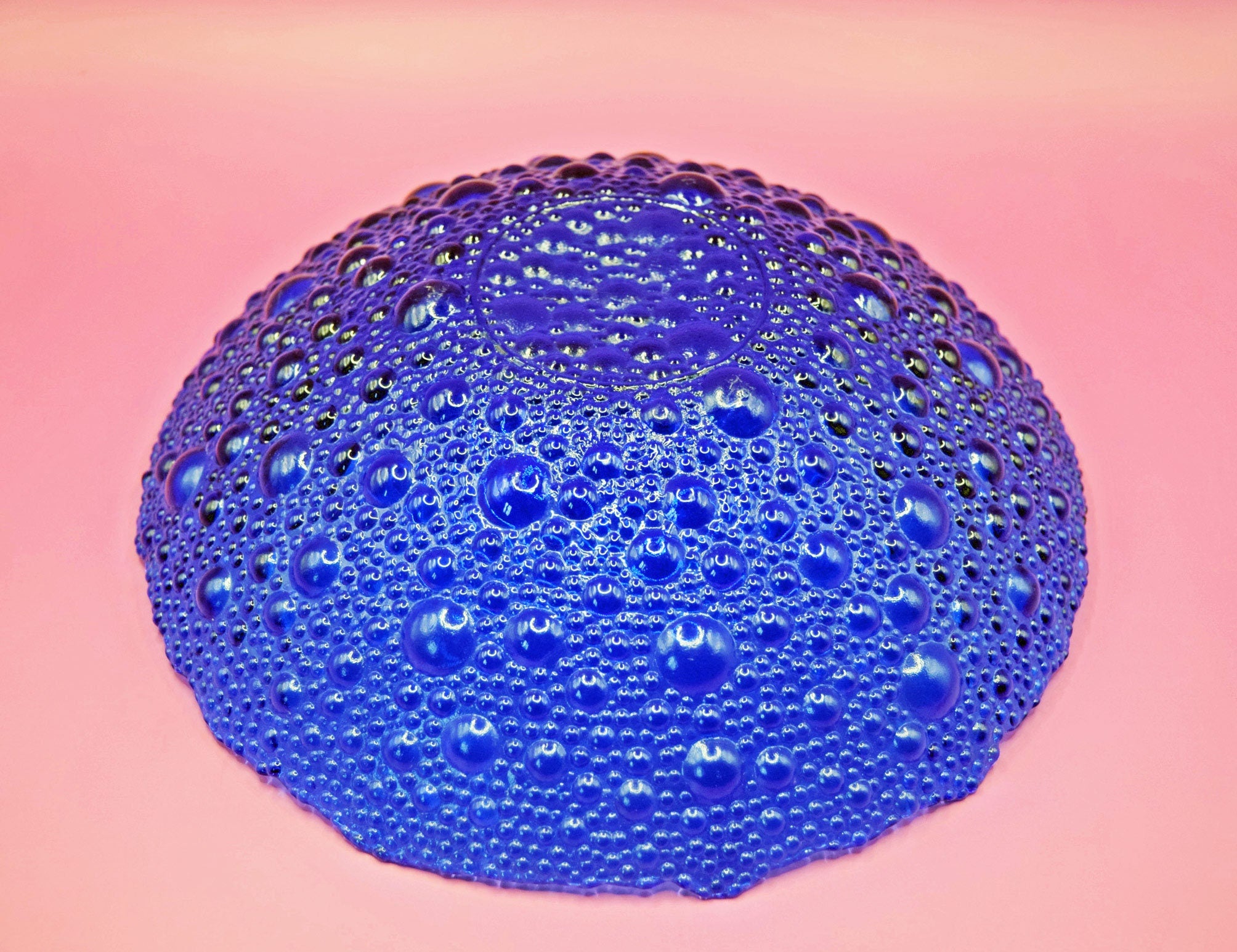 Vintage Bubbled Glass Bowl Sklo Union Cobalt Blue Pavel Panek