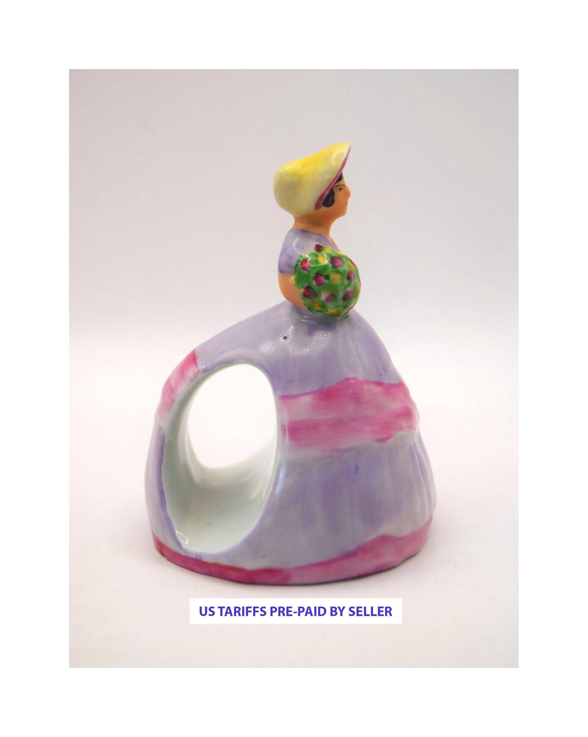 Carlton Ware Crinoline Lady Napkin Ring: Art Deco Hand-Painted Ceramic