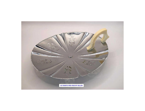Vintage Farnco England footed metal serving tray, c1930s. 