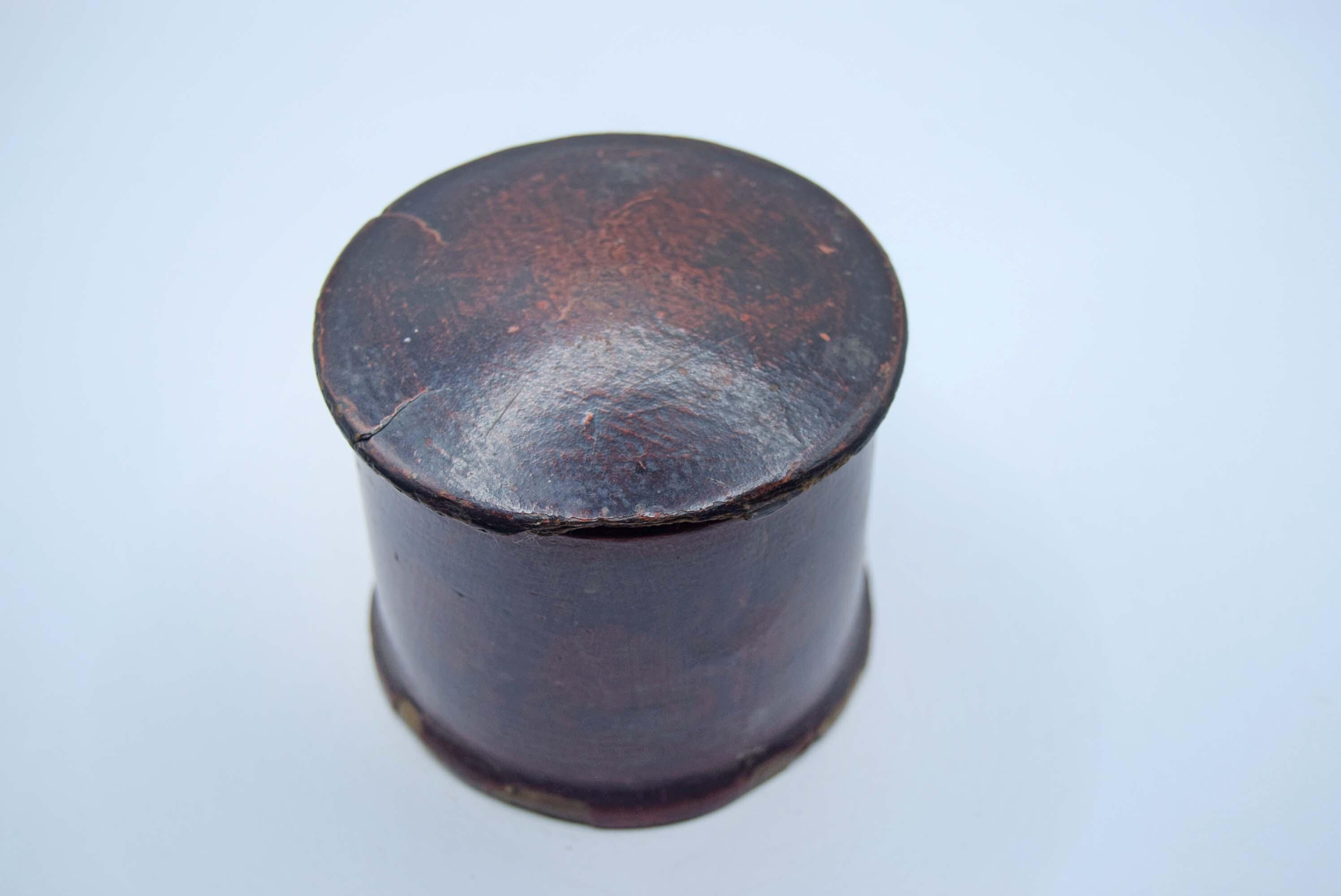 Antique Victorian Papier-Mâché Box Floral motifs Cufflink Trinket Jewelry box