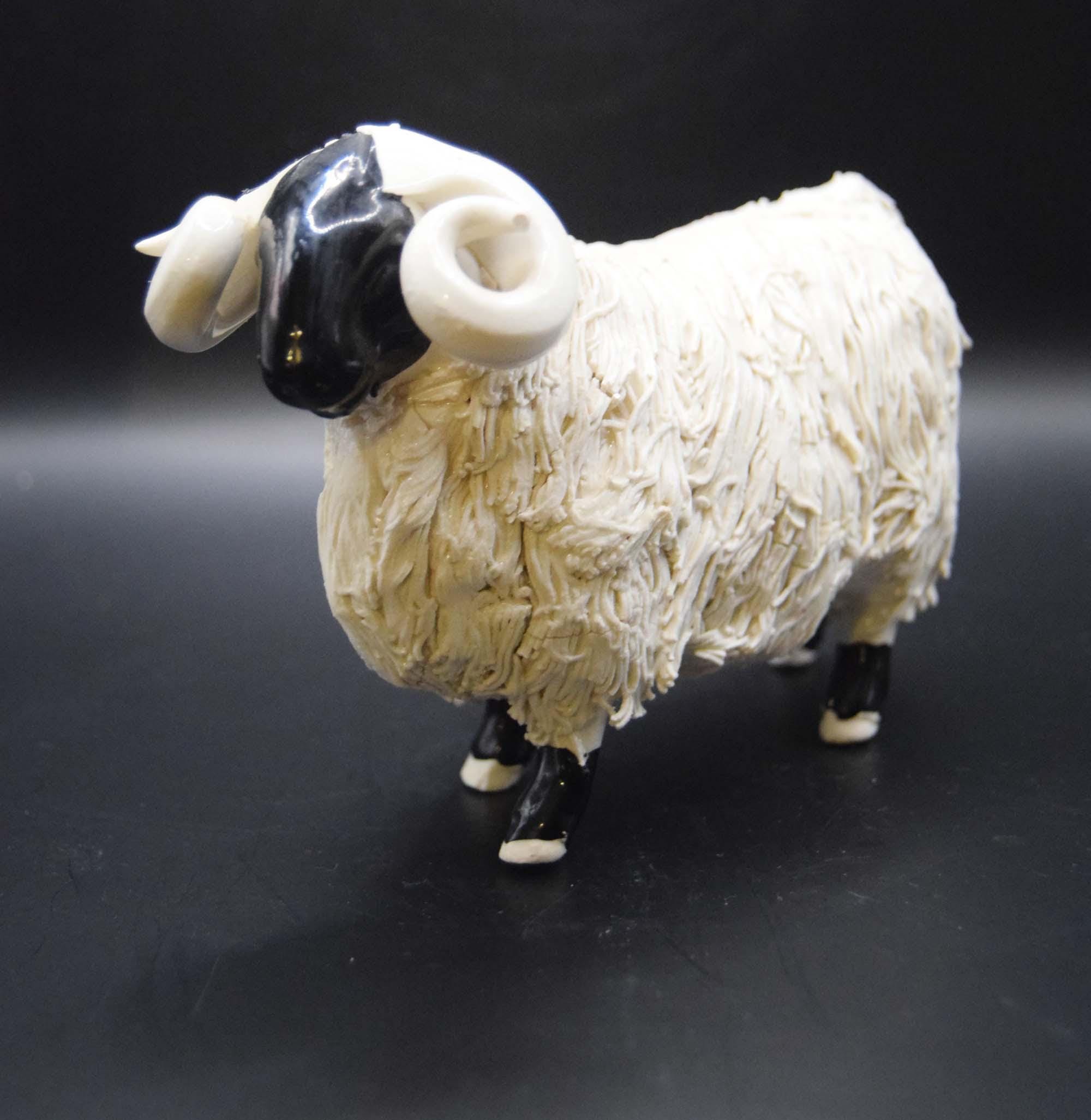 Spaghetti Pottery Blackface Highland Ram Figurine c1960s