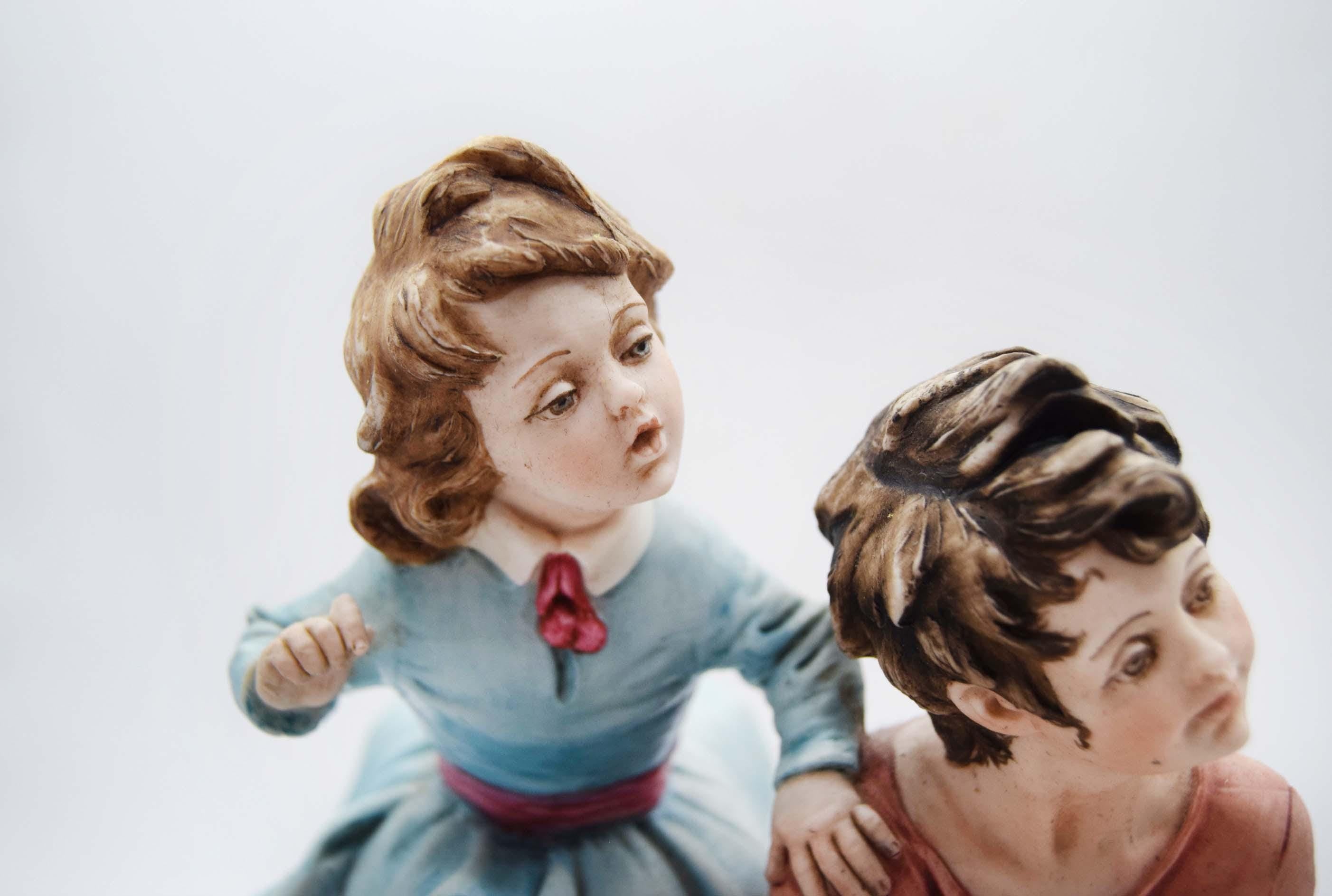 Vintage Capodimonte By Bruno Merli Porcelain - Italian Figurine - Boy With Girl 1950