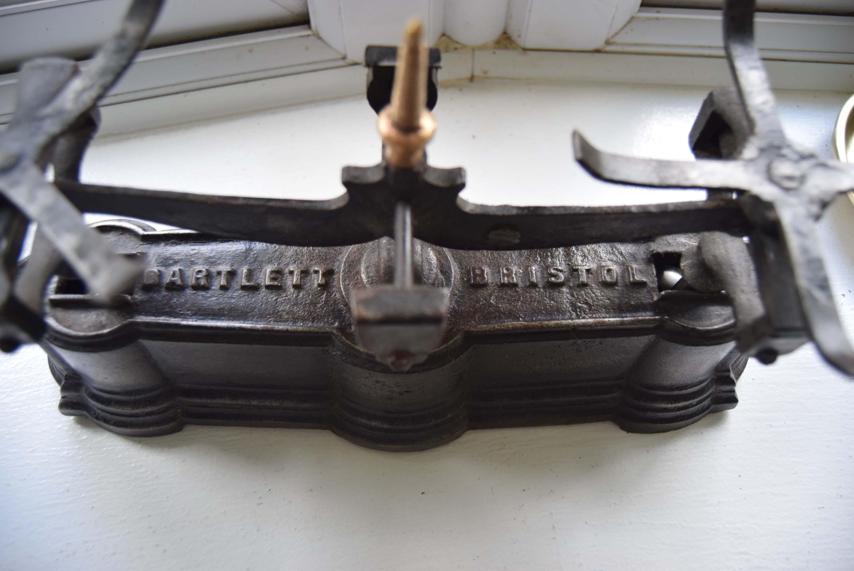ANTIQUE Bartletts of Bristol Cast Iron & Brass Kitchen Scales with weights c1910