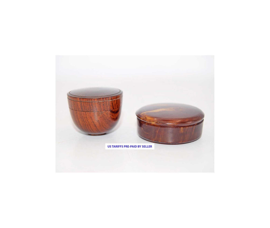 Antique Lignum Vitae Snuff Box & Art Deco Bakelite Compact Mirror Box