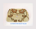 Antique Victorian Hand Made Ivory Beaded and Embroidered Clutch Evening Bag