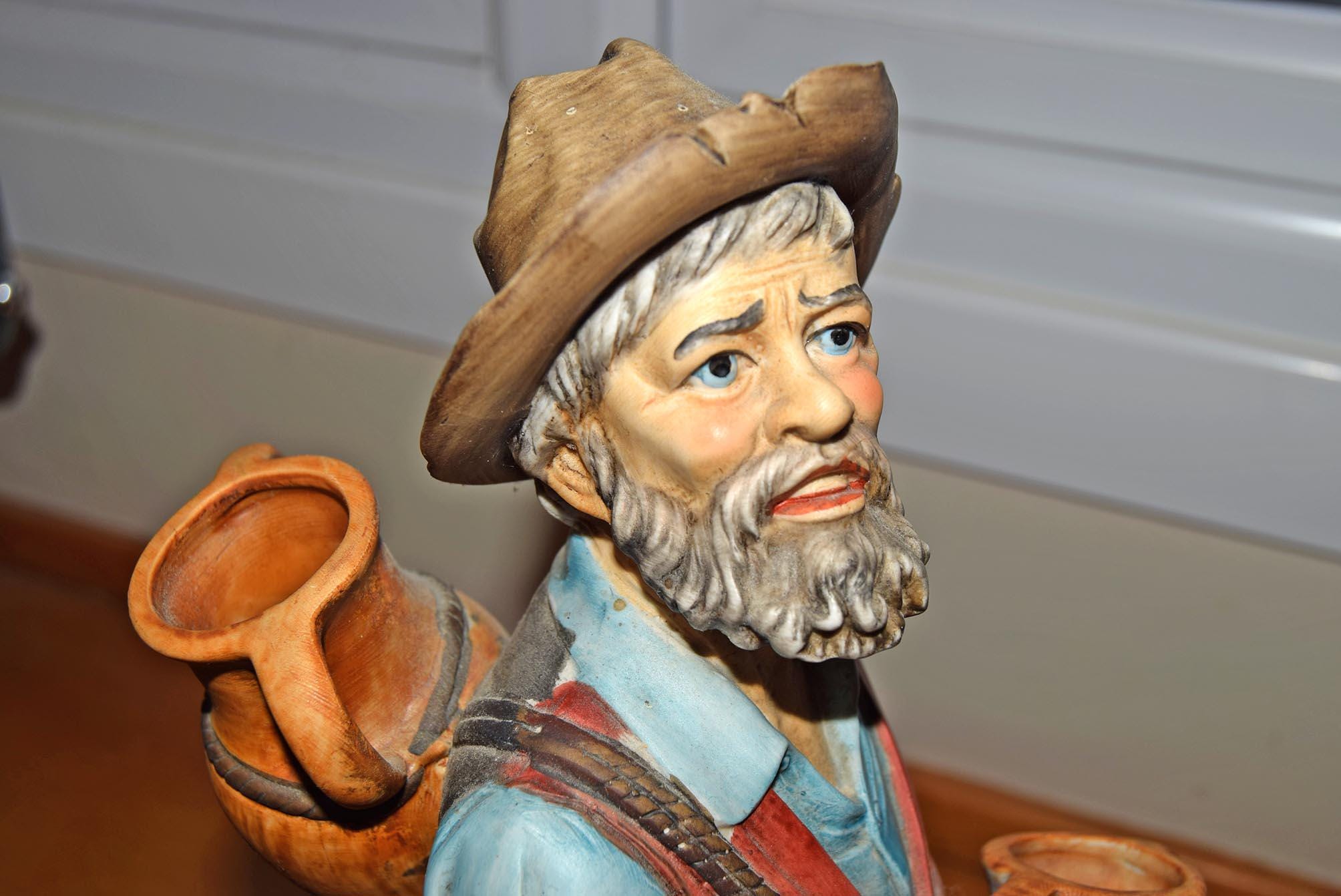 RARE Large bisque figurine of Old Man Pedlar Wine Seller by Ardalt Lenwile