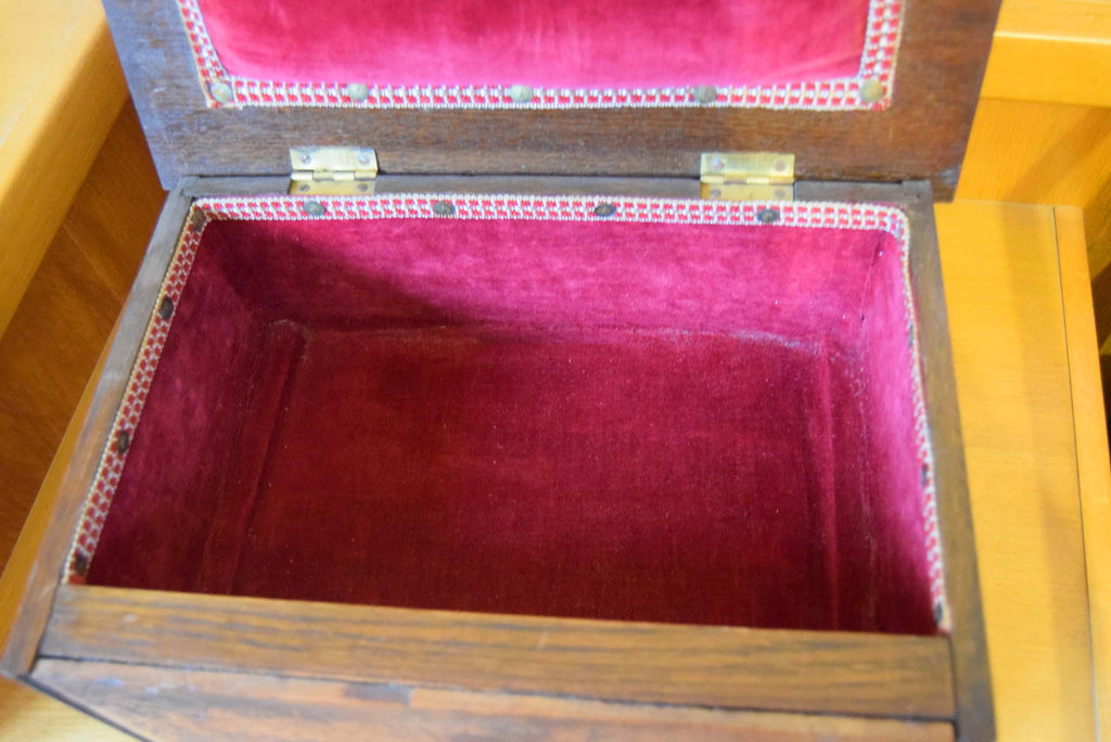 Antique Victorian Oak Work Box Sewing Box with Drawer