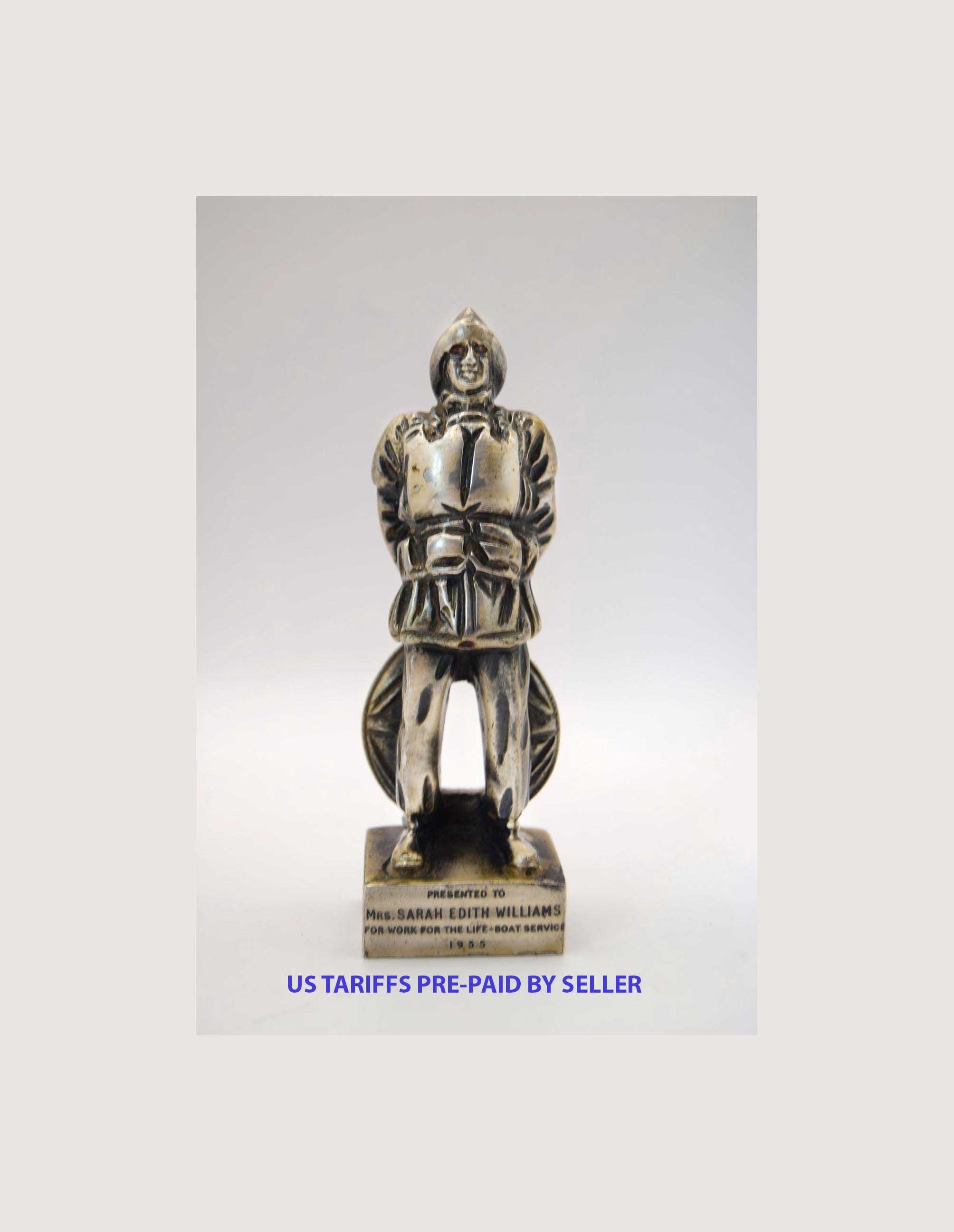 RARE FIND Vintage Presentation Statue for Lifeboat Service 1955. Silvered brass