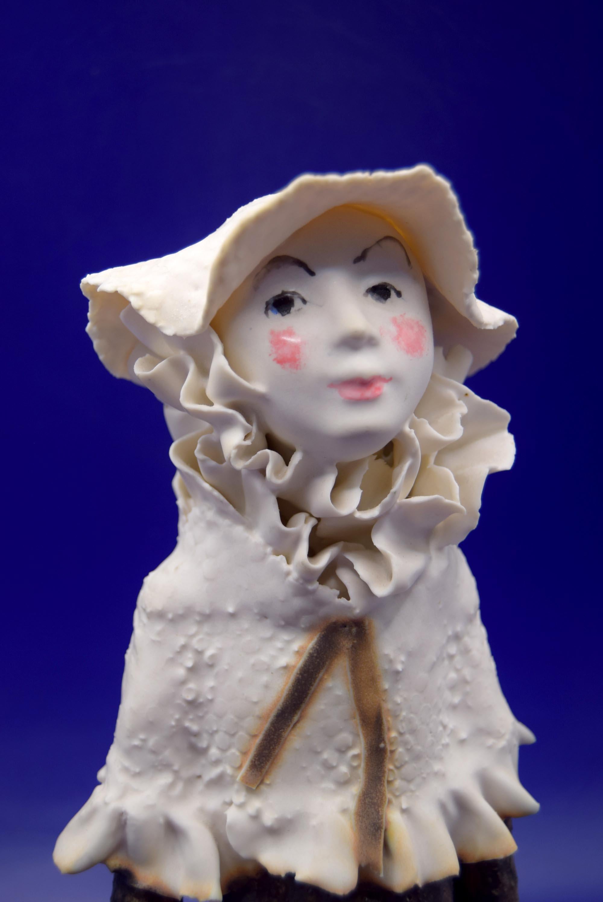 Rare Large Porcelain Sitting Woman Figurine by Welsh Sculptor Gillian Still c1950s