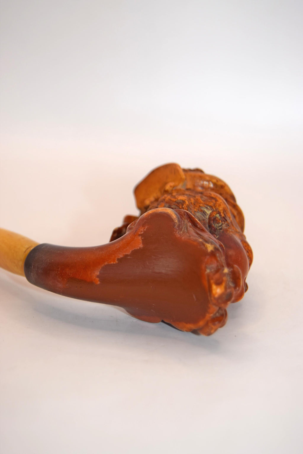 Victorian Carved Meerschaum Lady's Head Pipe Amber Bakelite Stem