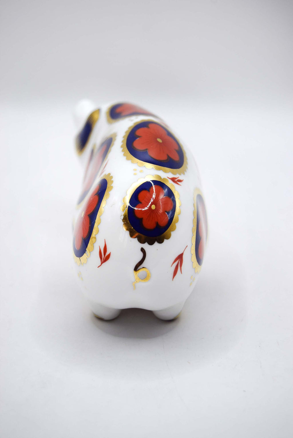 Royal Crown Derby Pig Paperweight, Vintage English Bone China, Old Imari, Mint
