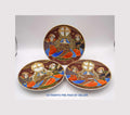 3 x Antique Japanese Satsuma Moriage Saucers 14cms - Taisho period 1940s