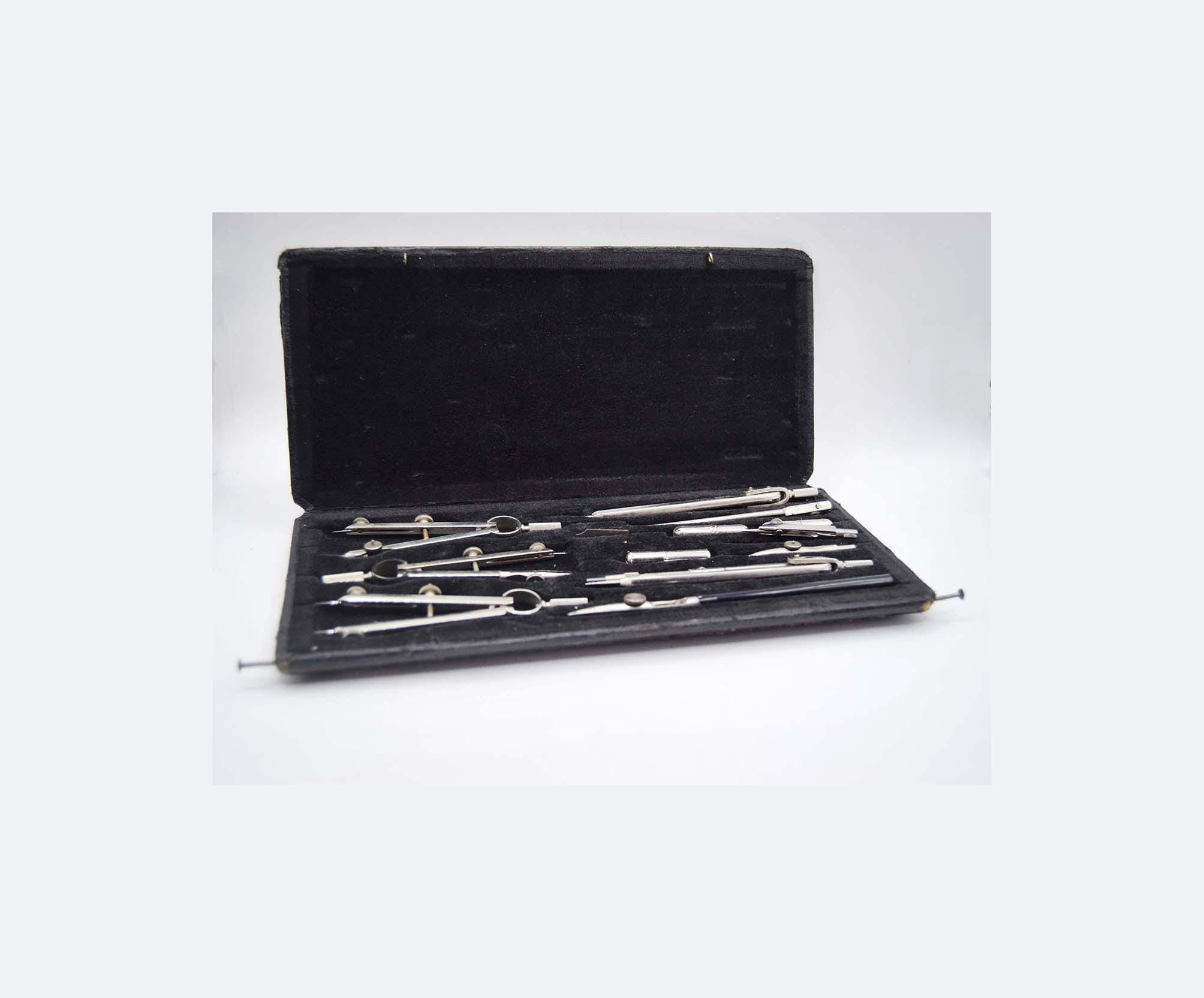 Antique Anker COMPLETE Drawing Instrument Set - Precision Compass Technical Draughtsman c1940s
