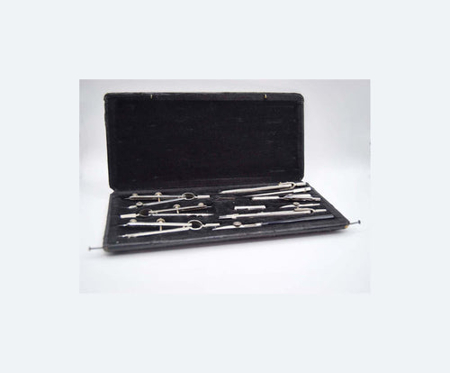 Antique Anker COMPLETE Drawing Instrument Set - Precision Compass Technical Draughtsman c1940s