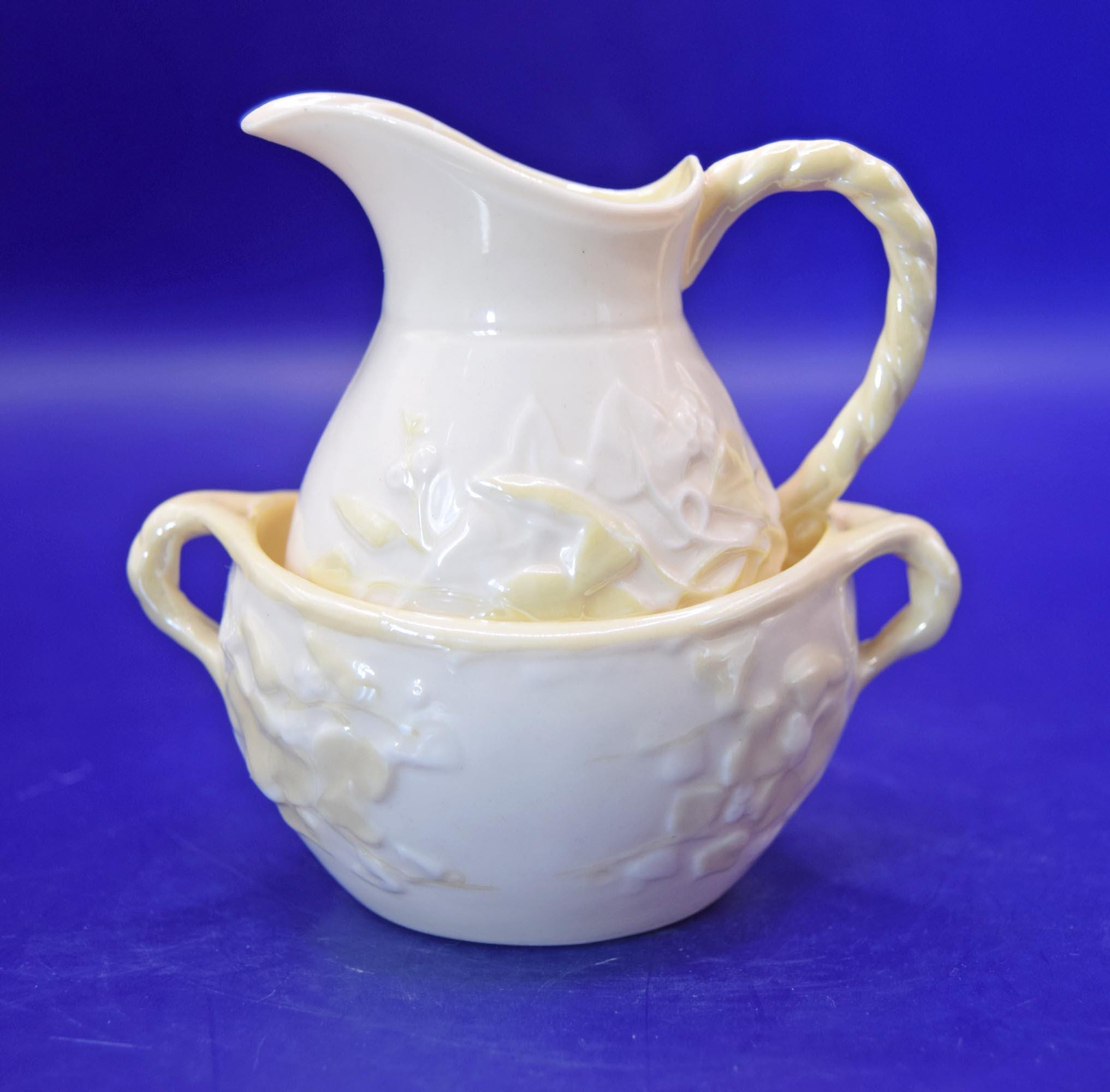 Belleek Ireland Porcelain Set of 3 Cream jugs and Sugar Bowls - c1940s