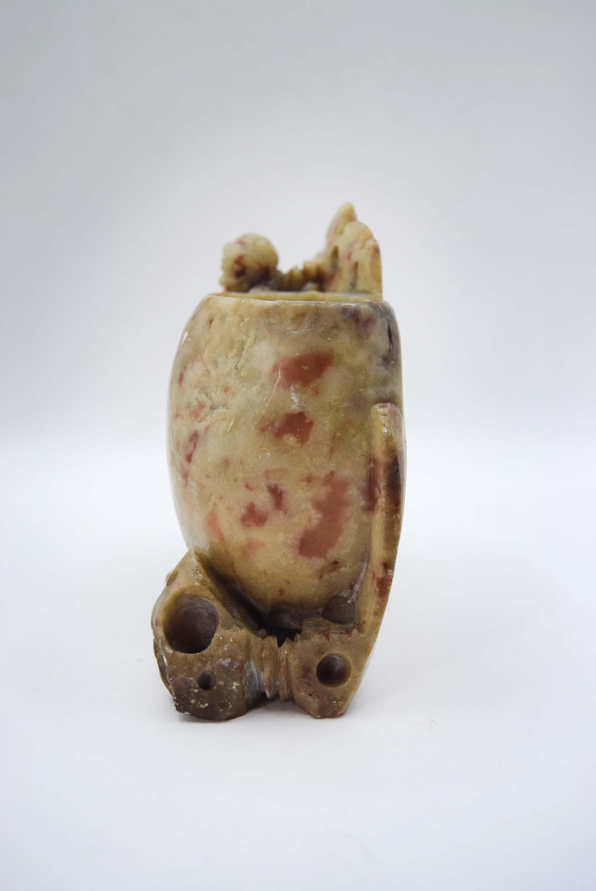 Antique Chinese Soapstone Brush Pot, Hand Carved Republic Period (1912-1949)