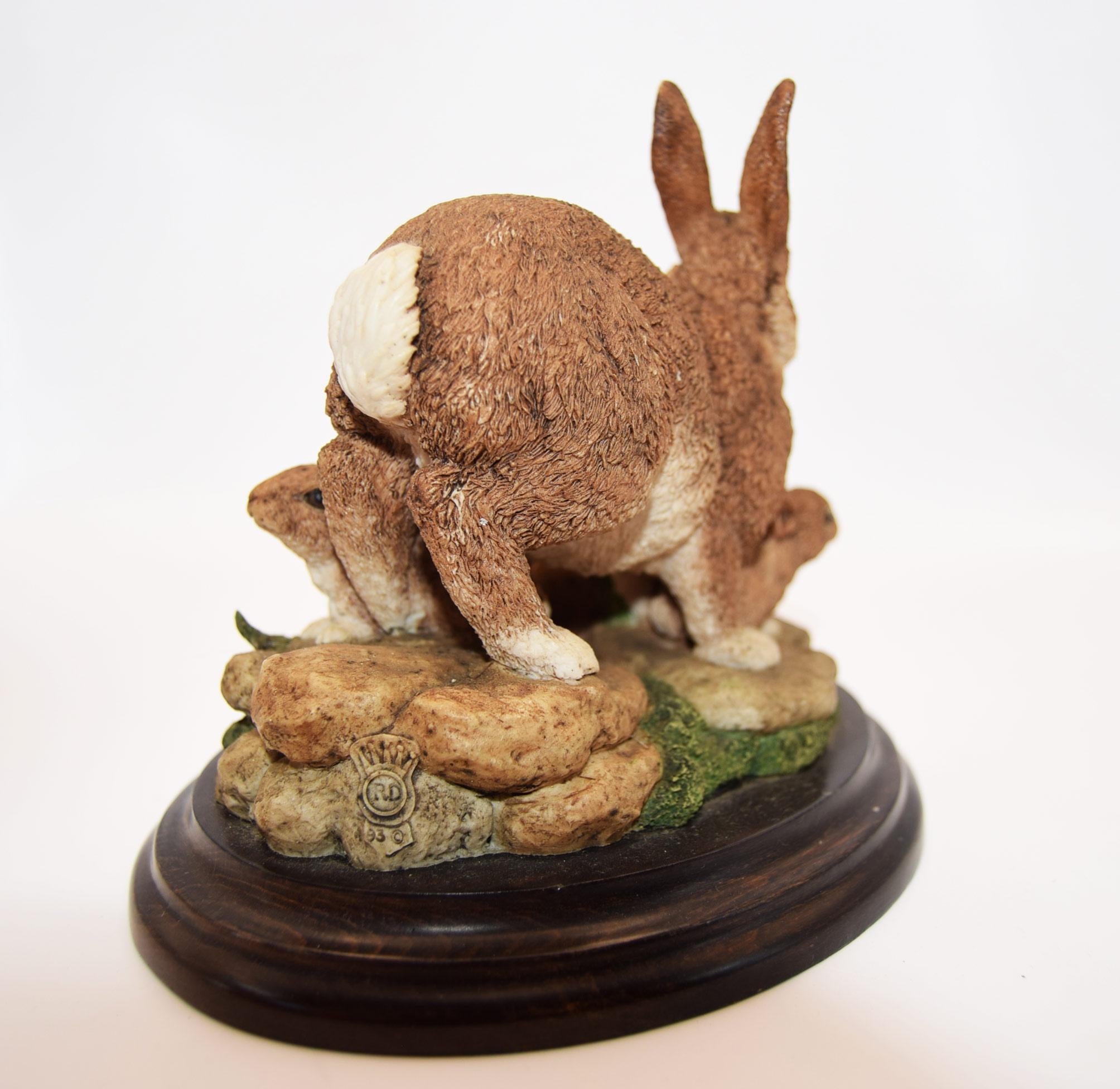 Vintage 1993 Royal Doulton - Hand Made Sculpture - A Family Of Rabbits Lovely condition.