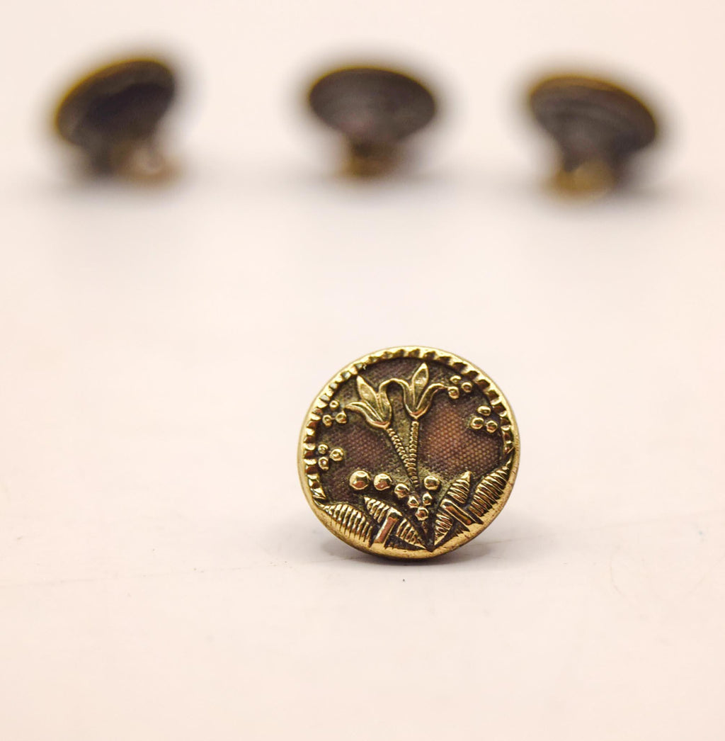 Set of 4 Victorian Gold Tone Metal Buttons | Fastenings | Sewing supplies