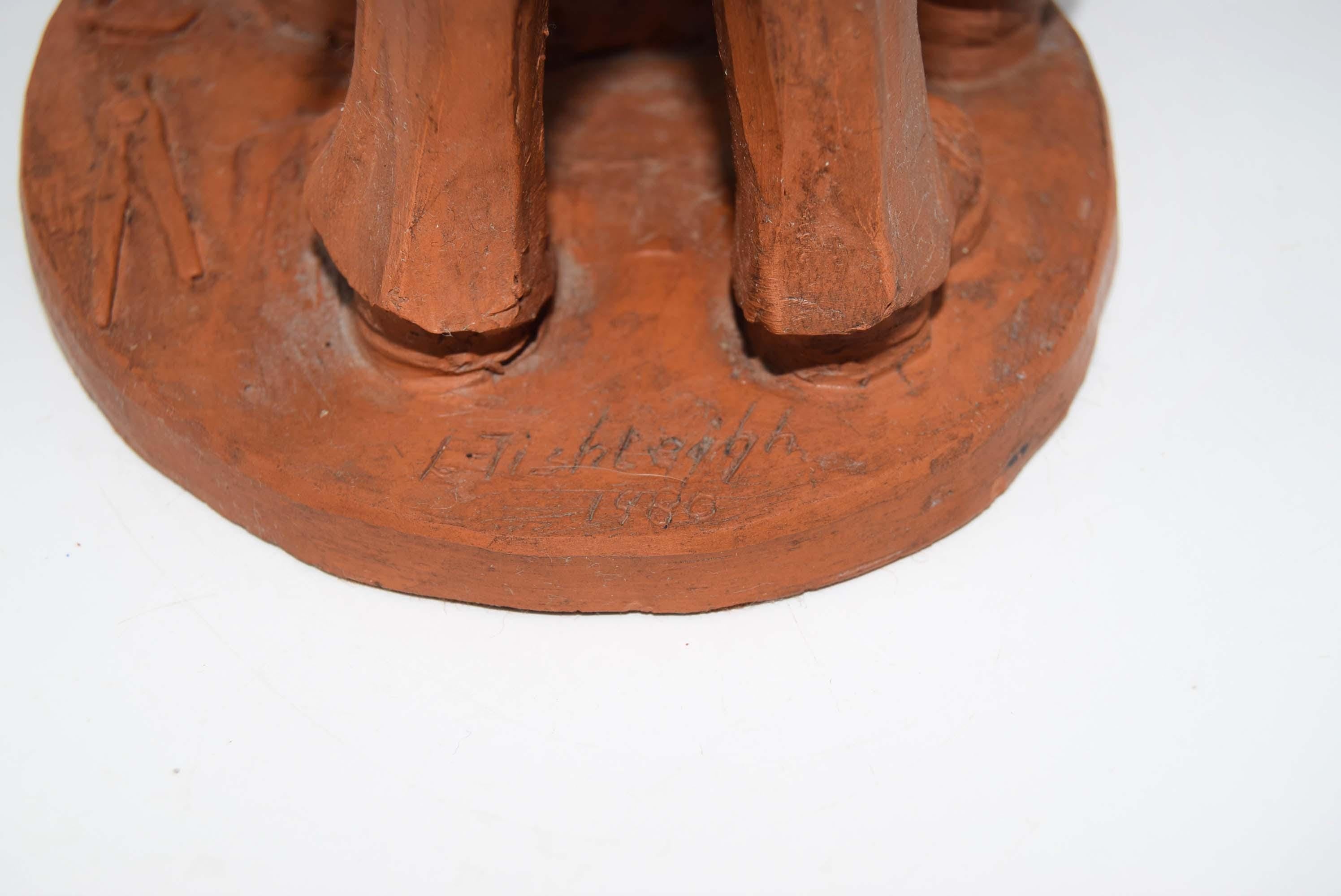 Vintage 1980 Terracotta 'Blacksmith' Figurine â€“ by Sculptor Leslie Fishleigh