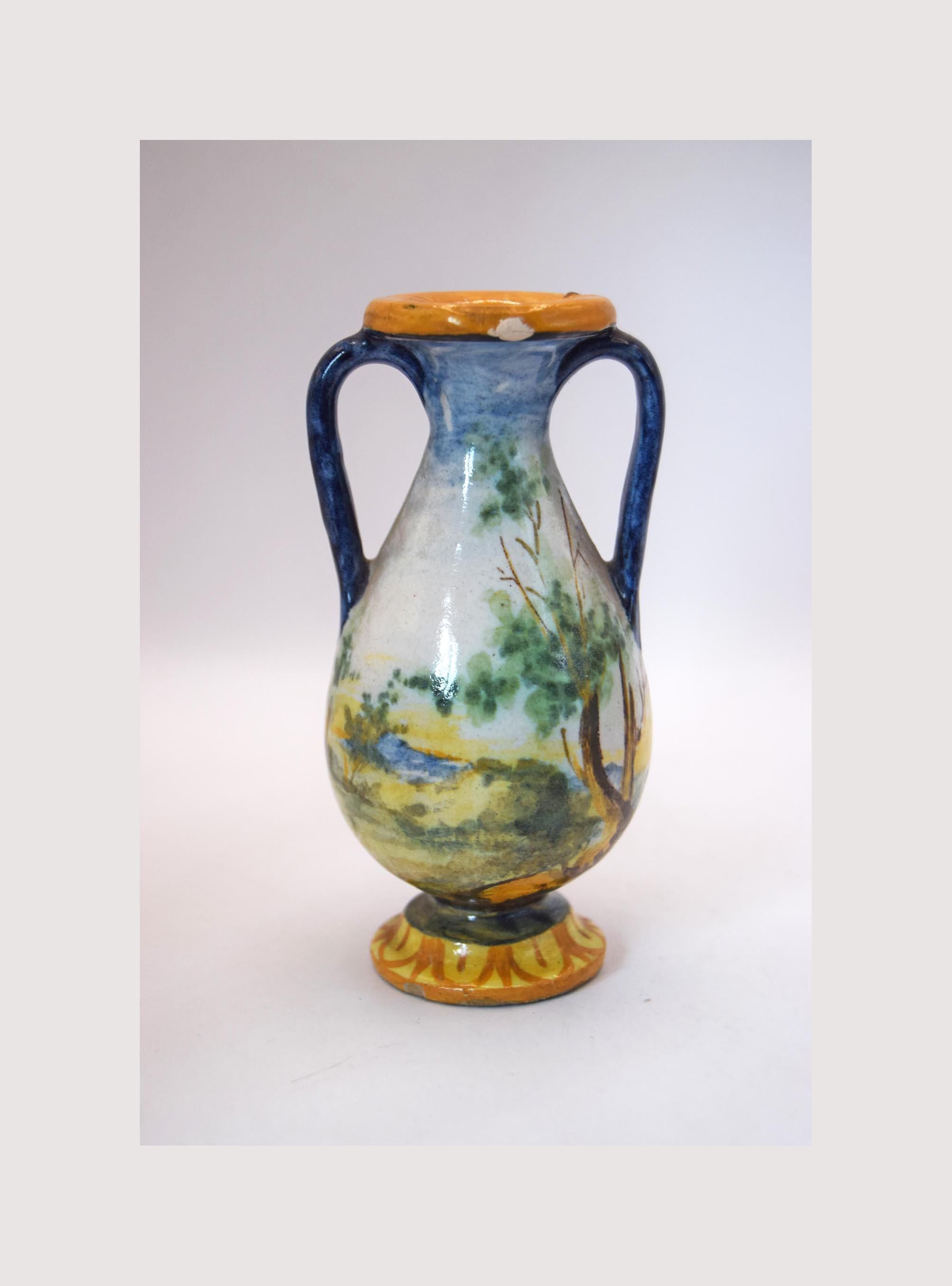 Rare Italian Miniature Earthenware Amphora Vase 19th Century