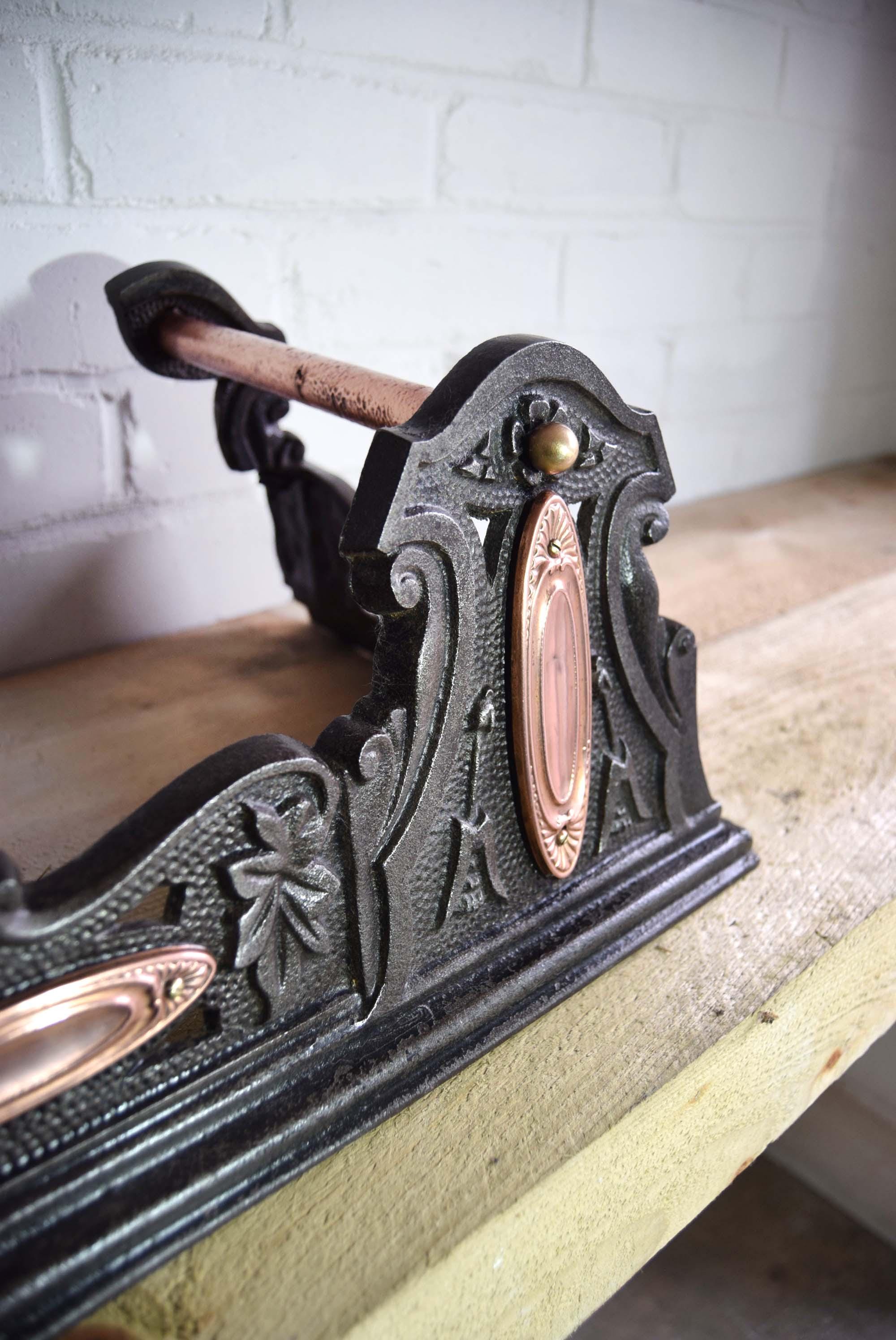 Rare Victorian Cast Iron & Copper Fender c1890s | Victorian fenders | Antique home decor