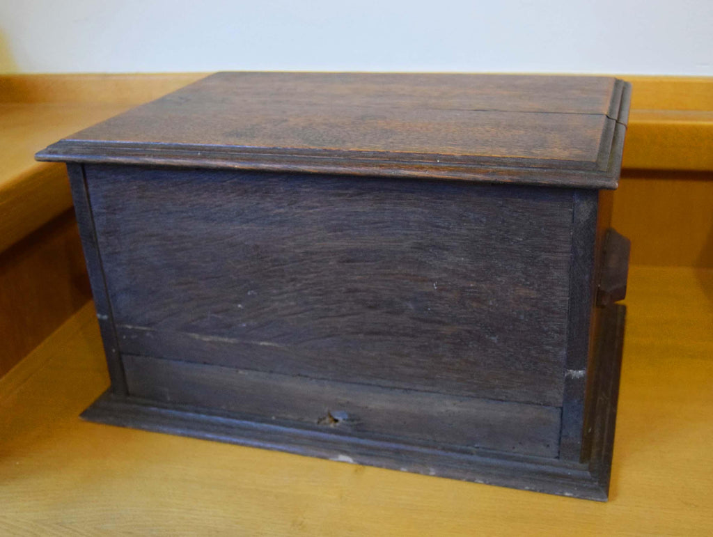 Antique Victorian Oak Work Box Sewing Box with Drawer