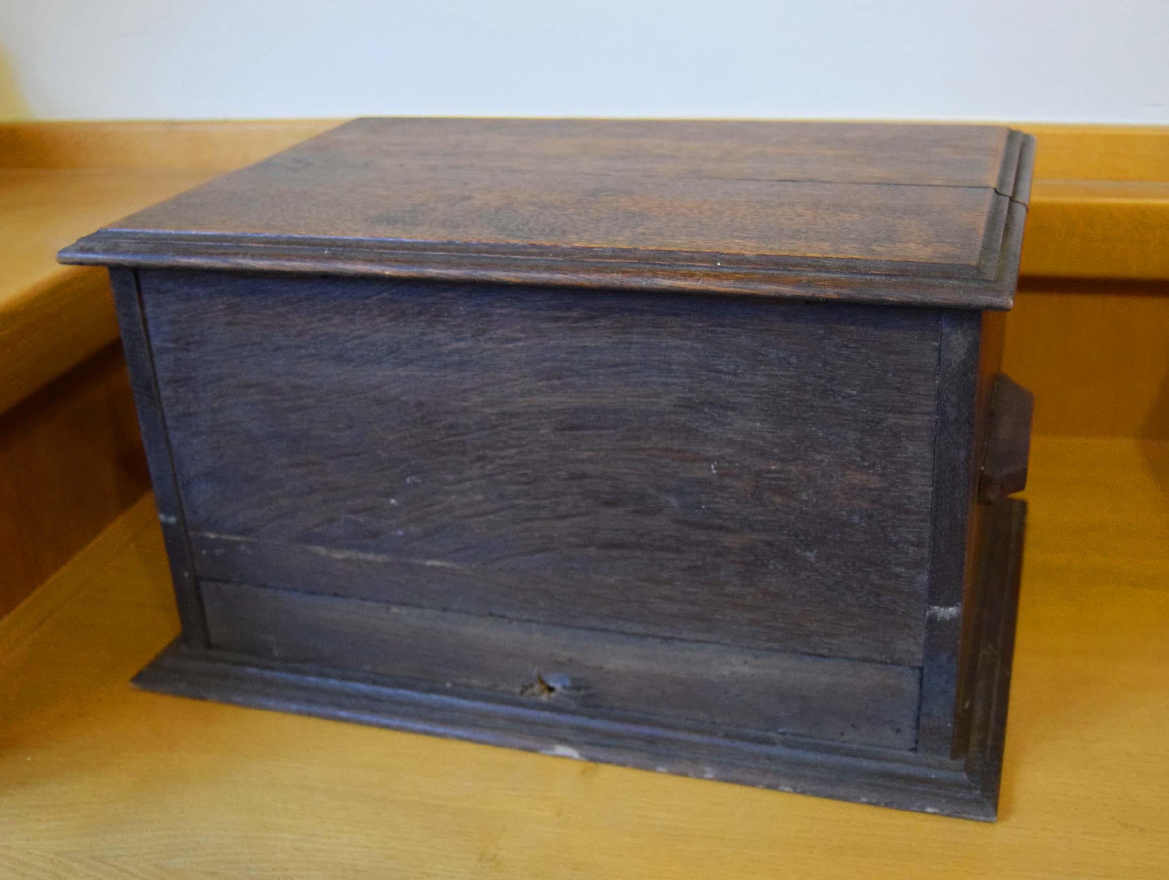 Antique Victorian Oak Work Box Sewing Box with Drawer