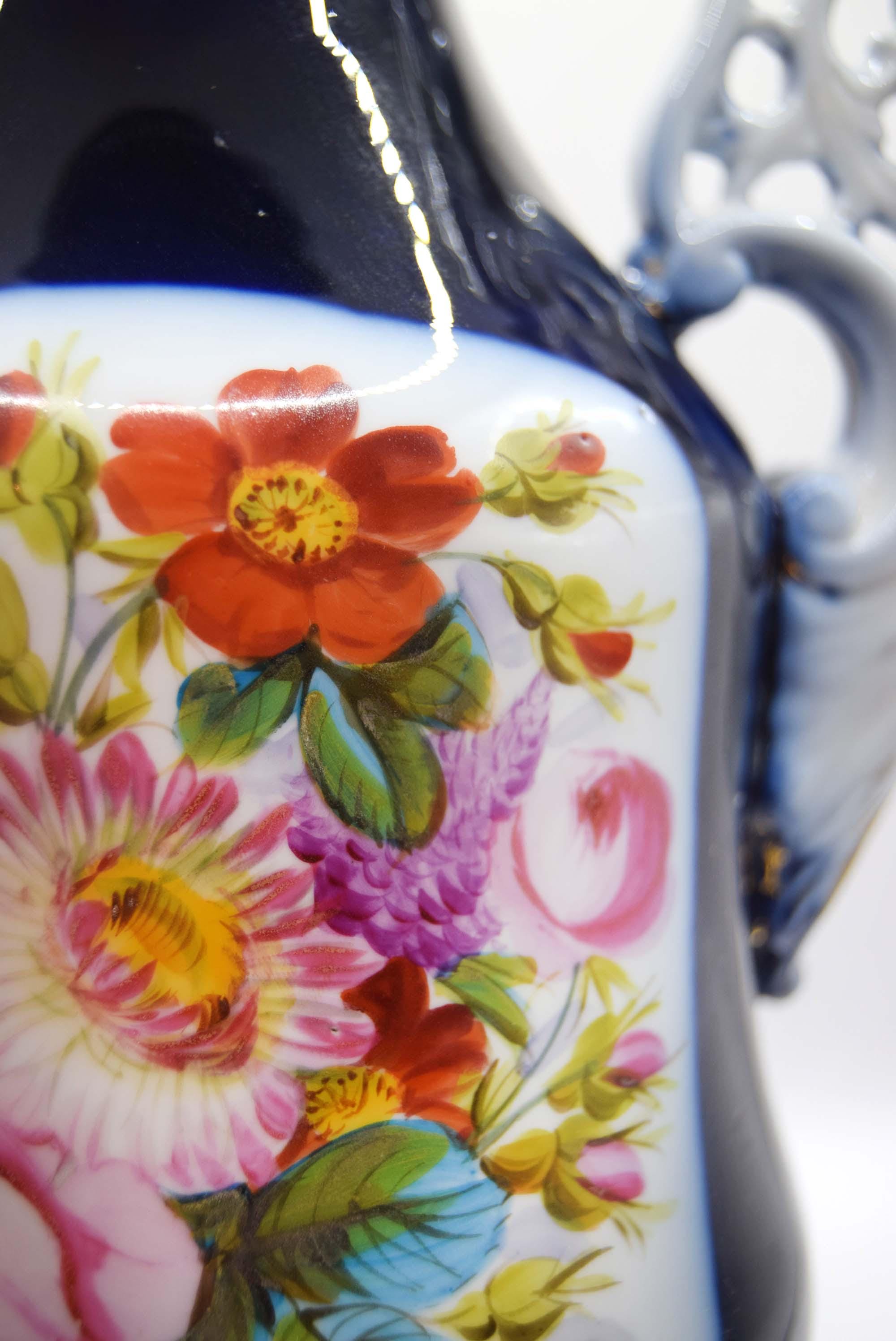 French Antique Valentine Porcelain Vase, Wedding Bride Vase, Hand-Painted c1850s