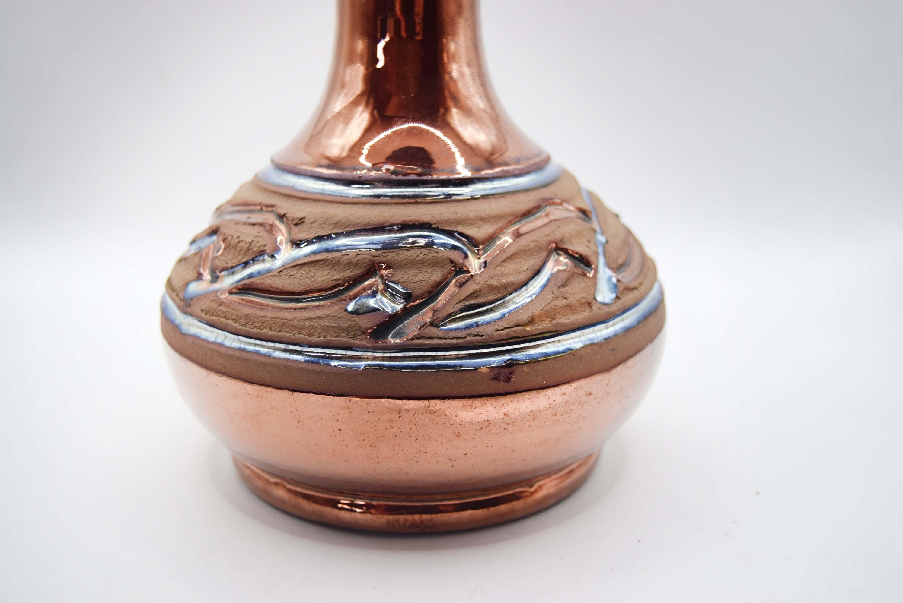 Vintage Mejias Polonio Spanish Studio Pottery Copper Lustre Jug - 16cms