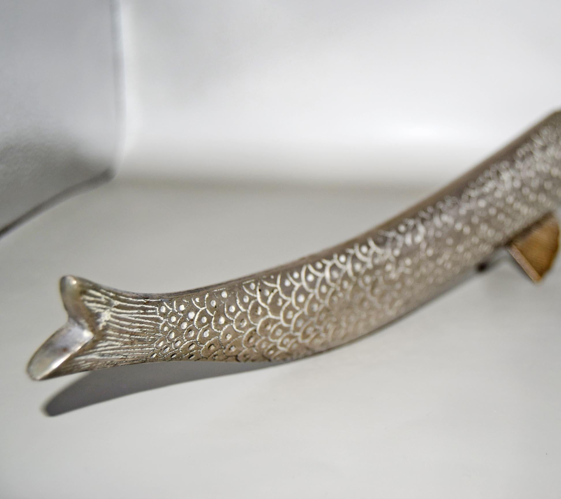Vintage  Letter Opener Fish-Shaped Silver Metal  & Sheath â€“ Nautical â€“ Ocean-Inspired Desk Accessory