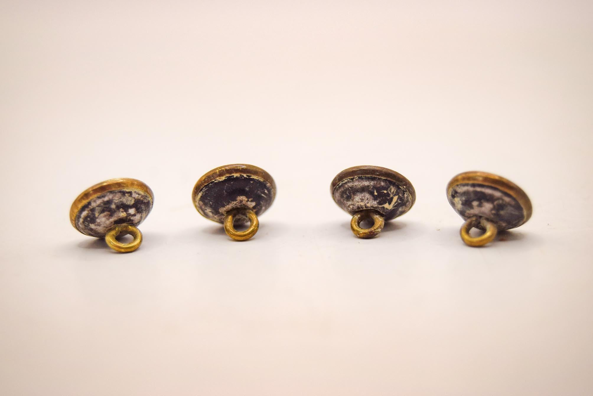 Set of 4 Victorian Gold Tone Metal Buttons | Fastenings | Sewing supplies