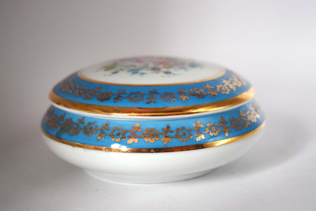 Meissner Limoges France Small Domed Trinket Box Pot | Floral c1950