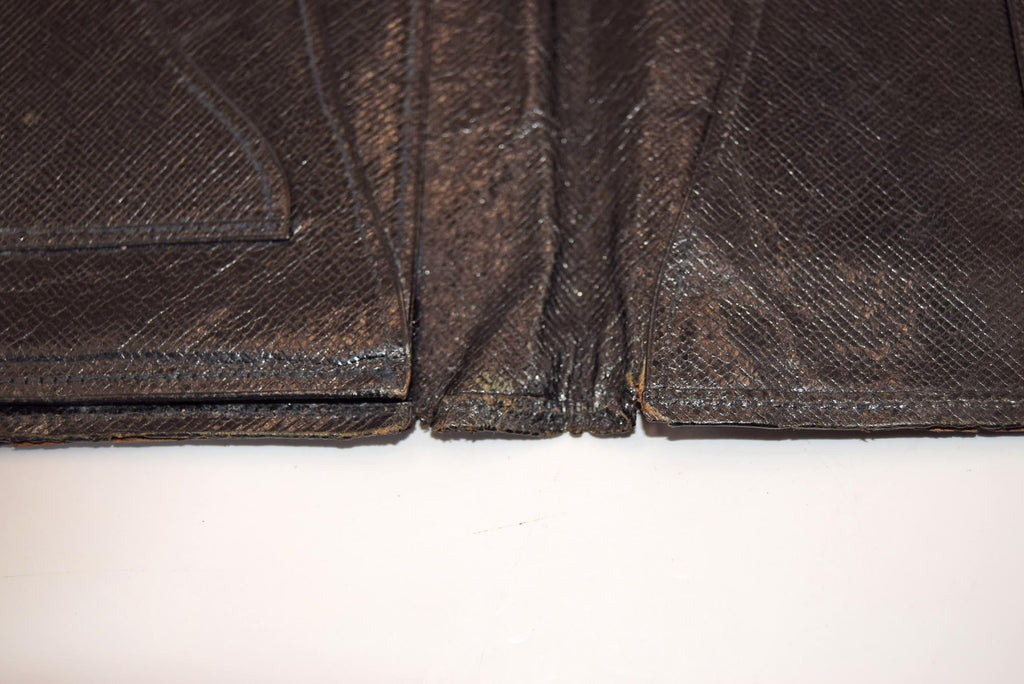Vintage French SaintYves Leather Mens Slim Fold Wallet, Black