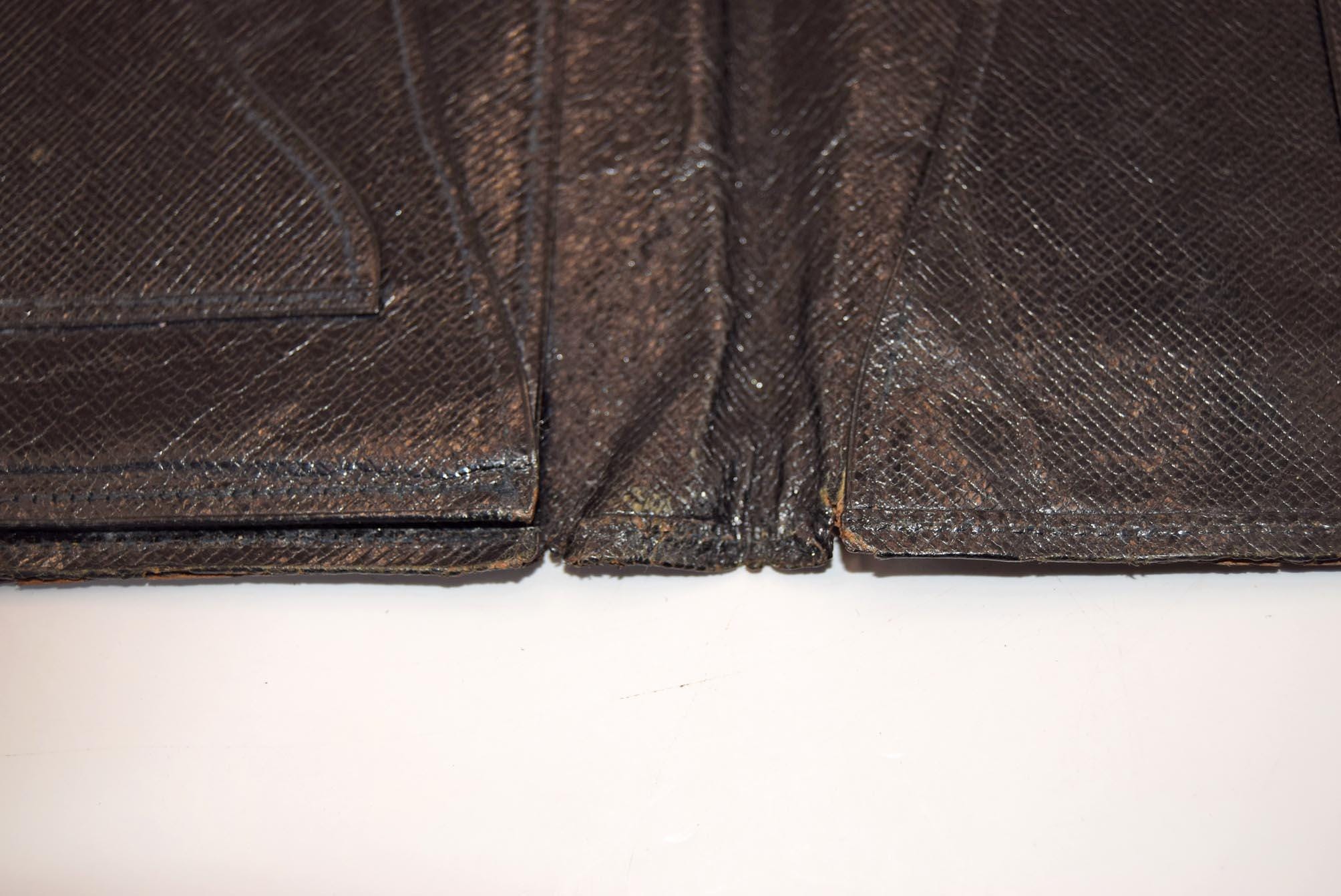 Vintage French SaintYves Leather Mens Slim Fold Wallet, Black