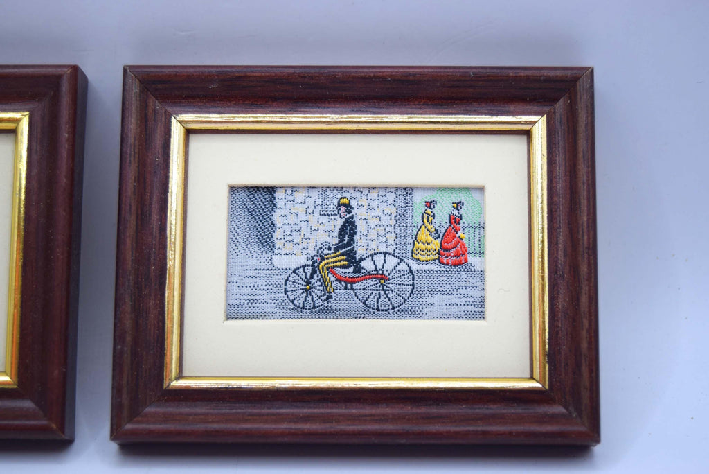 RARE Vintage Miniatures Stevengraph Framed Silk Woven Embroidered