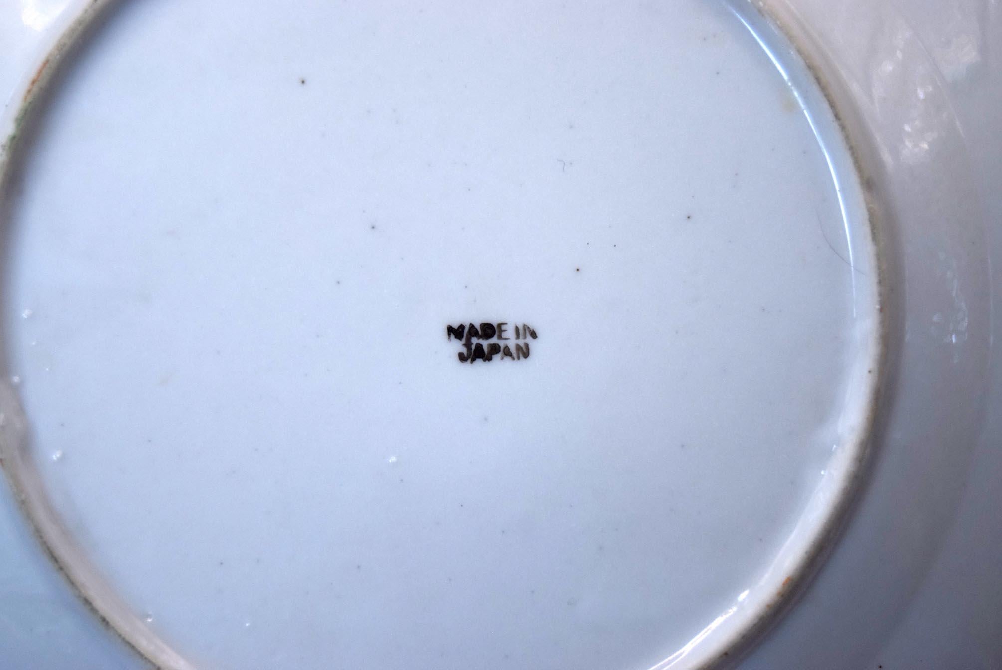 3 x Japanese Plates - House by the Lake - Tea Side Plate - Handpainted 7.25" diameter 1930s
