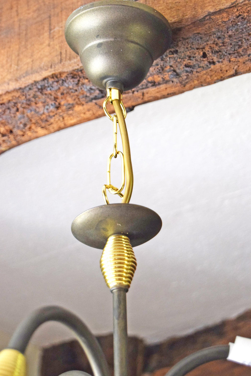 Vintage Tulip Chandelier: Frosted Glass & Brass Accent - Retro Light