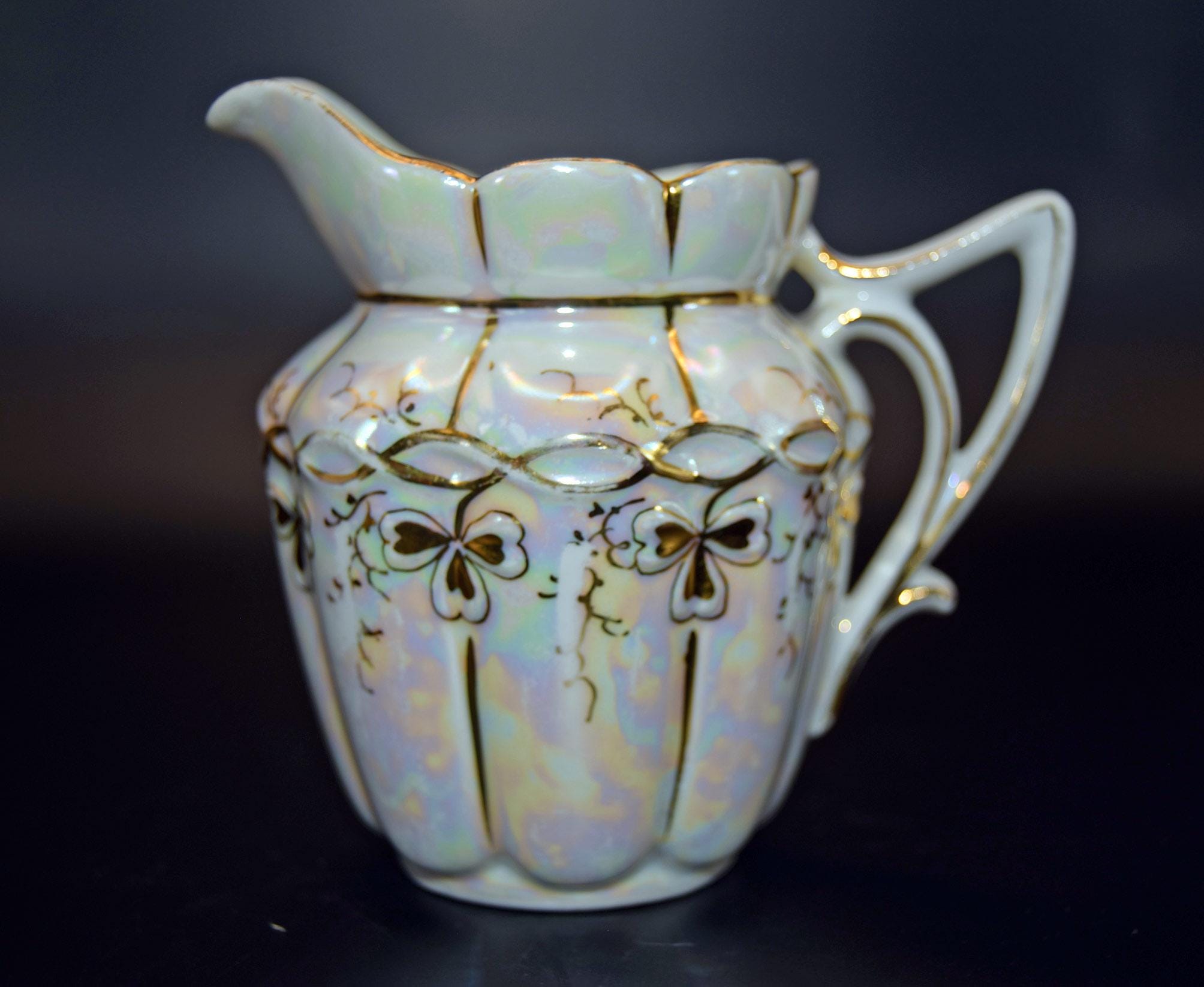 Vintage S C H Handmalerei Lustreware Milk Jug and Sugar Bowl