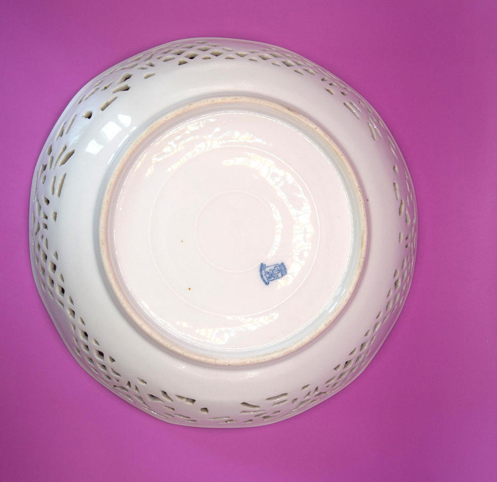 Antique Schumann Bavaria Reticulated Porcelain Fruit Bowl c1930s.....Rare Pattern