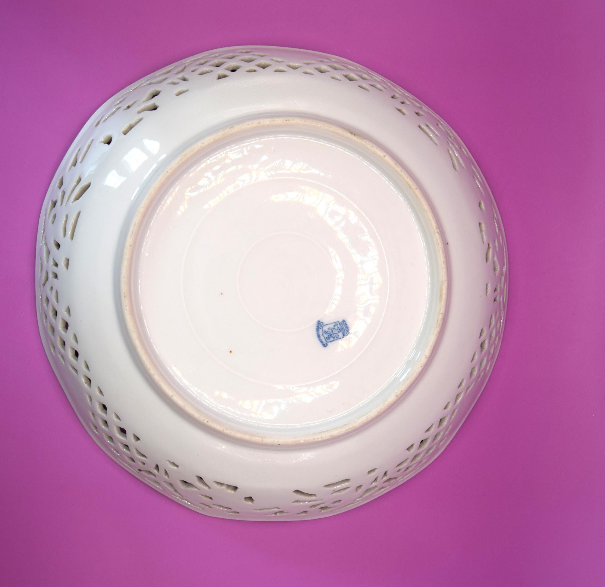 Antique Schumann Bavaria Reticulated Porcelain Fruit Bowl c1930s.....Rare Pattern