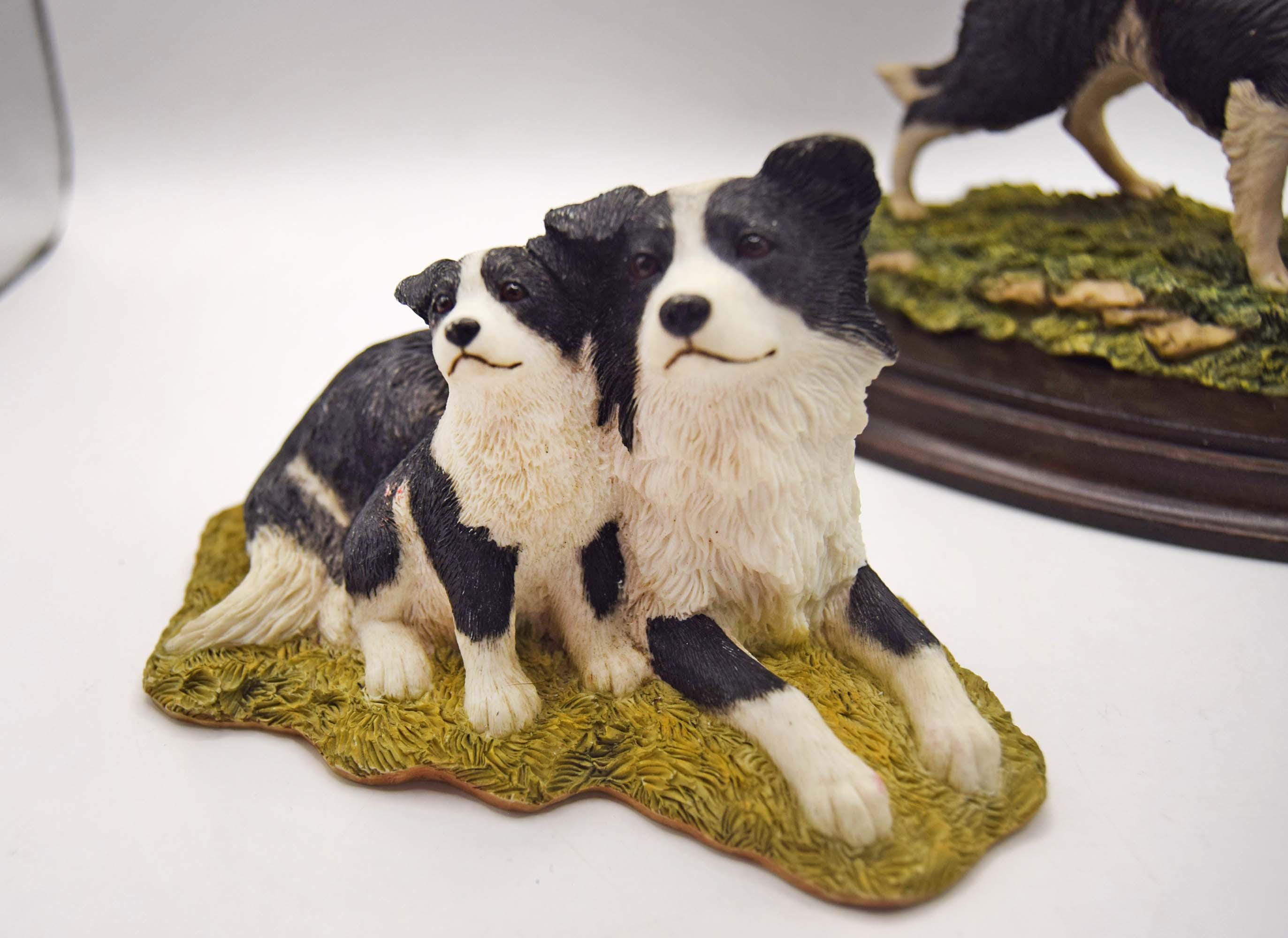 Collection of 3 Border Collie Sheep Dog figurines inc. Sherratt & Simpson and Country Artists
