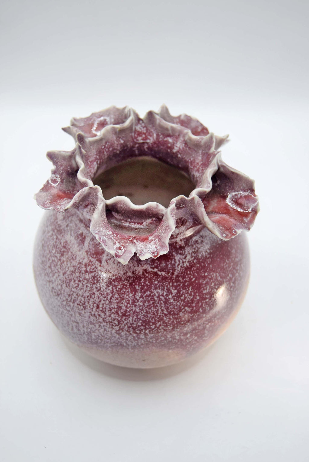 Frilled Vase by Ned Heywood ~ Studio Pottery Chepstow, Pink and Natural 1985