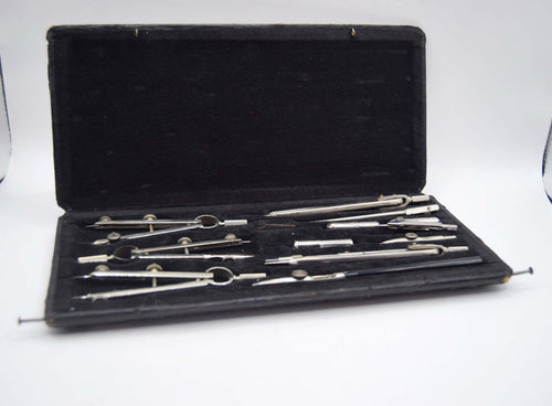 Antique Anker COMPLETE Drawing Instrument Set - Precision Compass Technical Draughtsman c1940s
